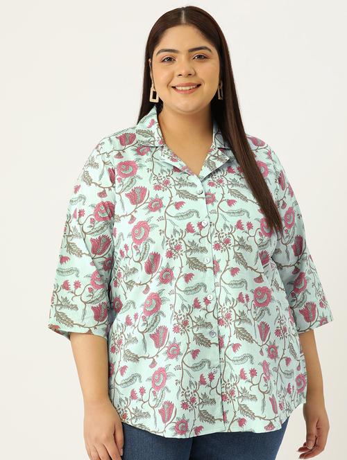 women printed cotton plus size shirt - 19875849 -  Standard Image - 0