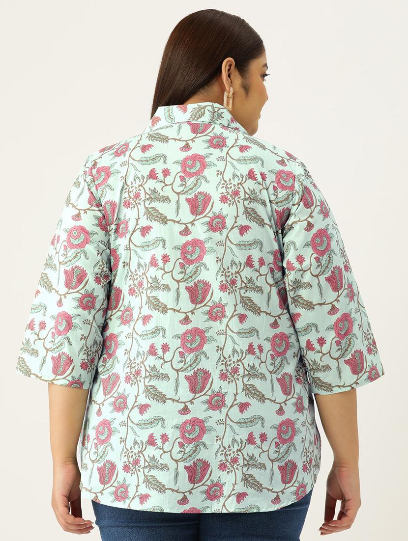 women printed cotton plus size shirt - 19875849 - Standard Image - 2