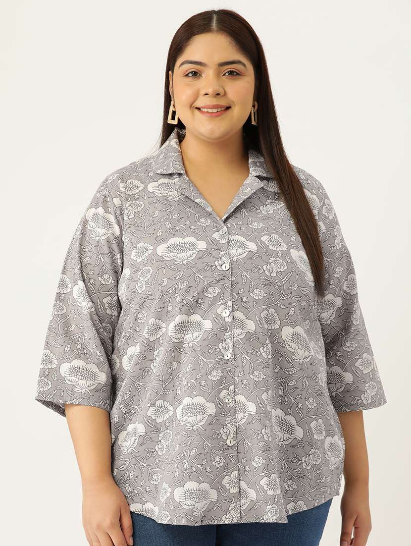 women printed cotton plus size shirt - 19875850 -  Zoom Image - 0