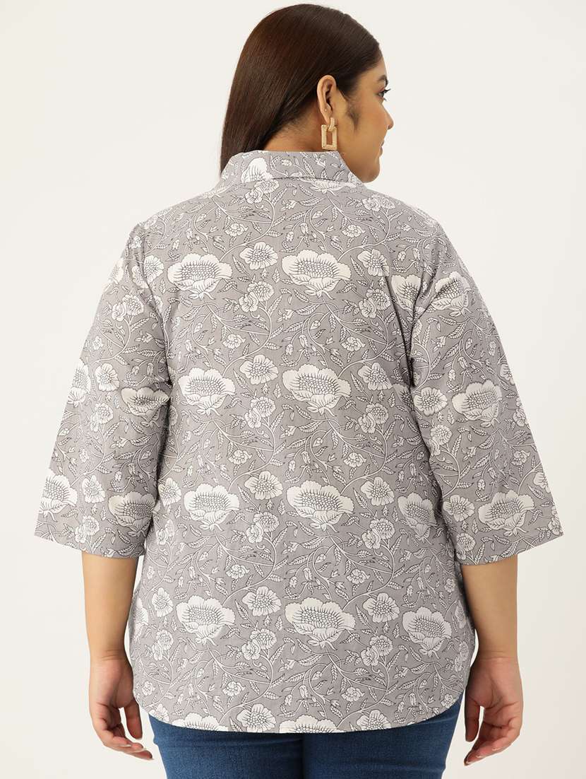 women printed cotton plus size shirt - 19875850 - Standard Image - 2
