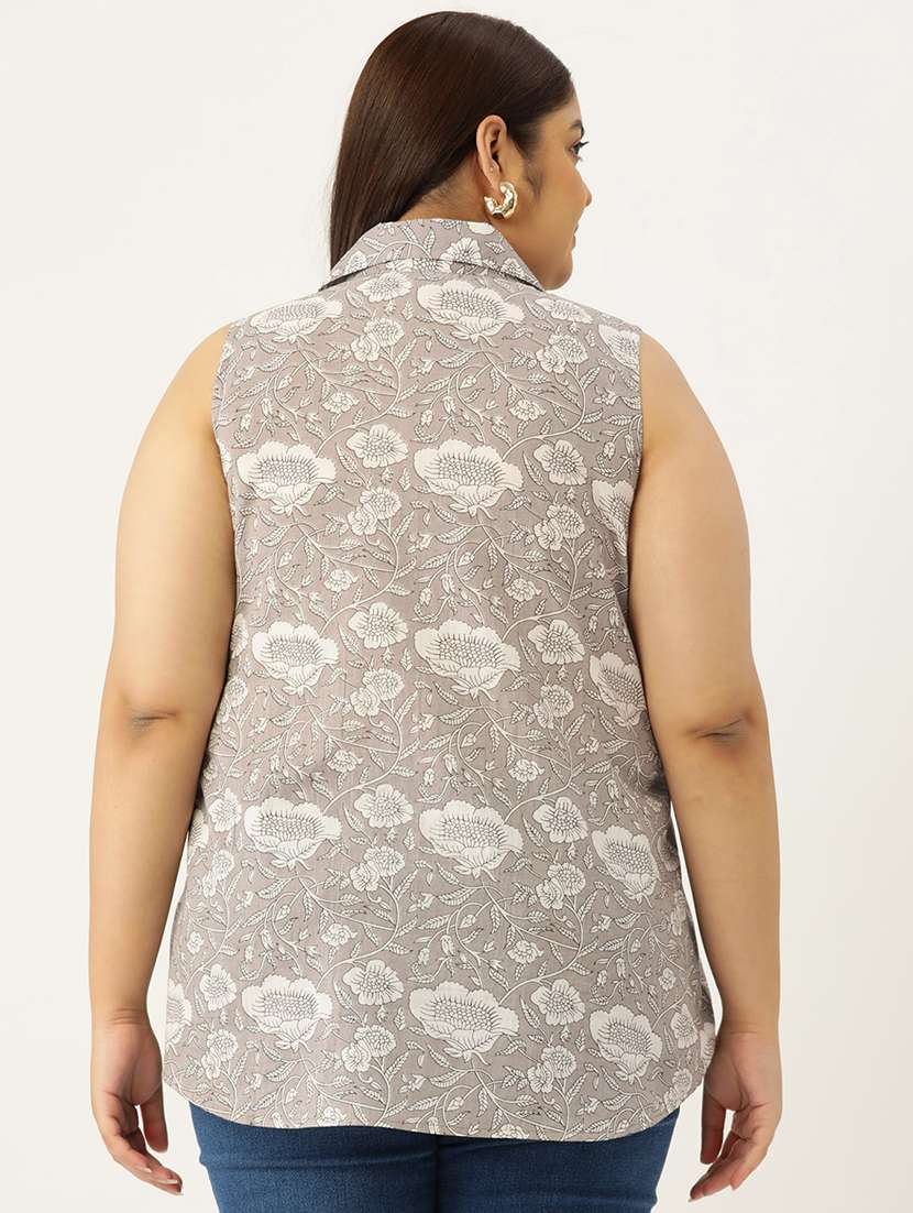women printed cotton plus size shirt - 19875854 - Standard Image - 2