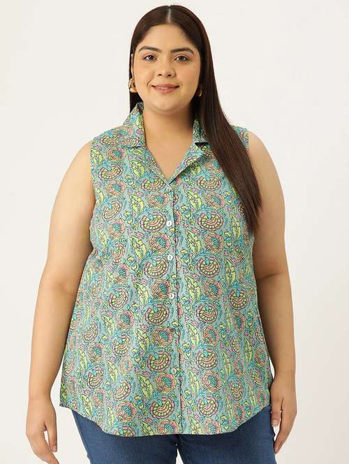 women printed cotton plus size shirt - 19875855 -  Standard Image - 0