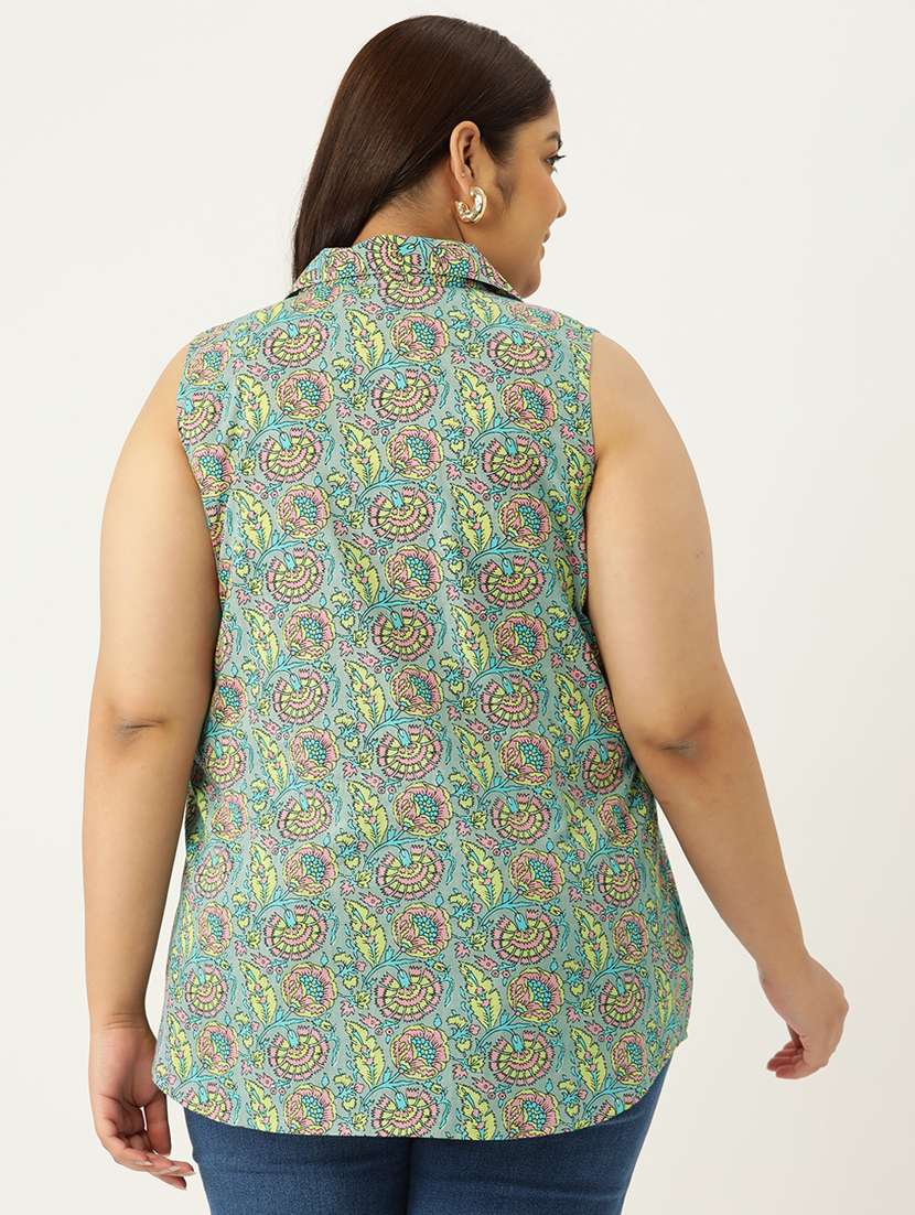 women printed cotton plus size shirt - 19875855 - Standard Image - 2