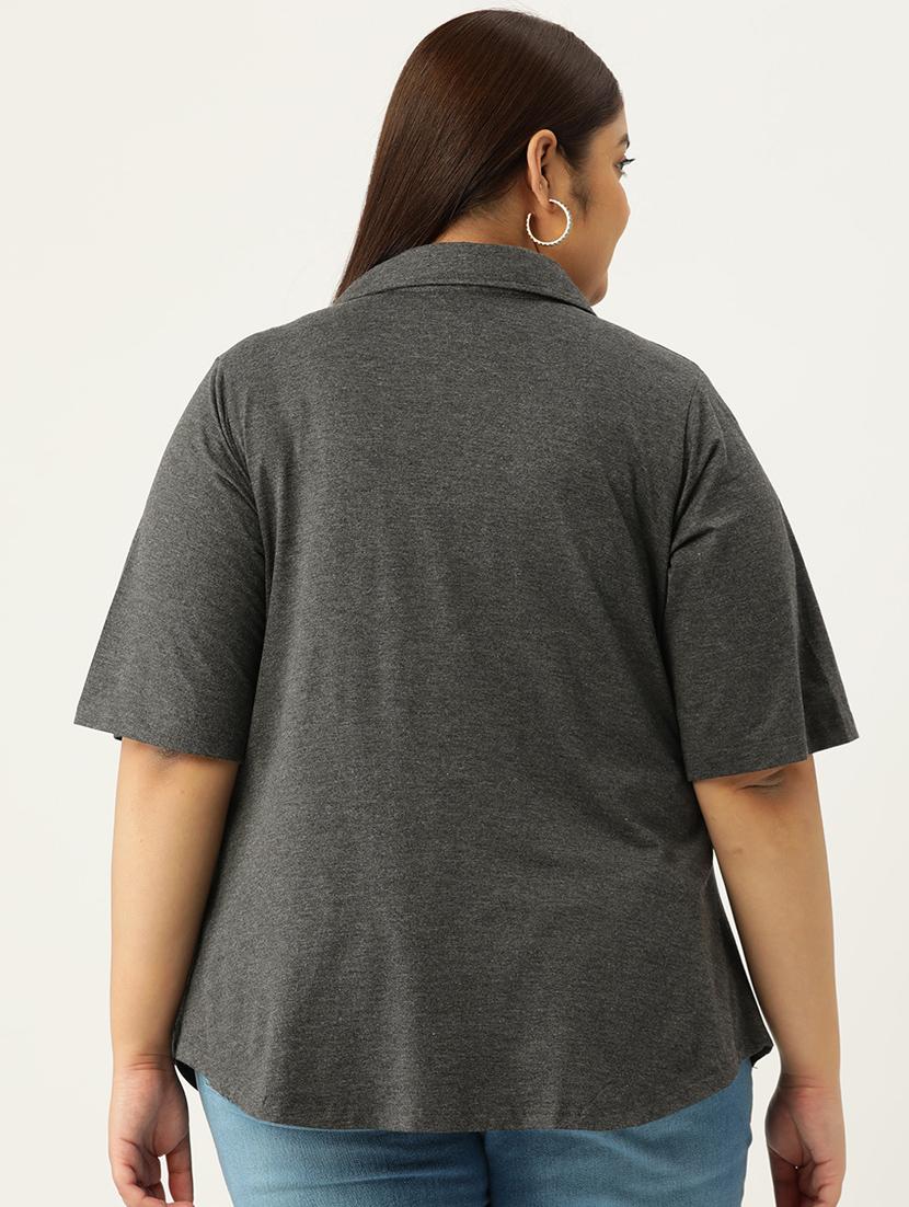 women's straight collared top - 19876339 - Standard Image - 2