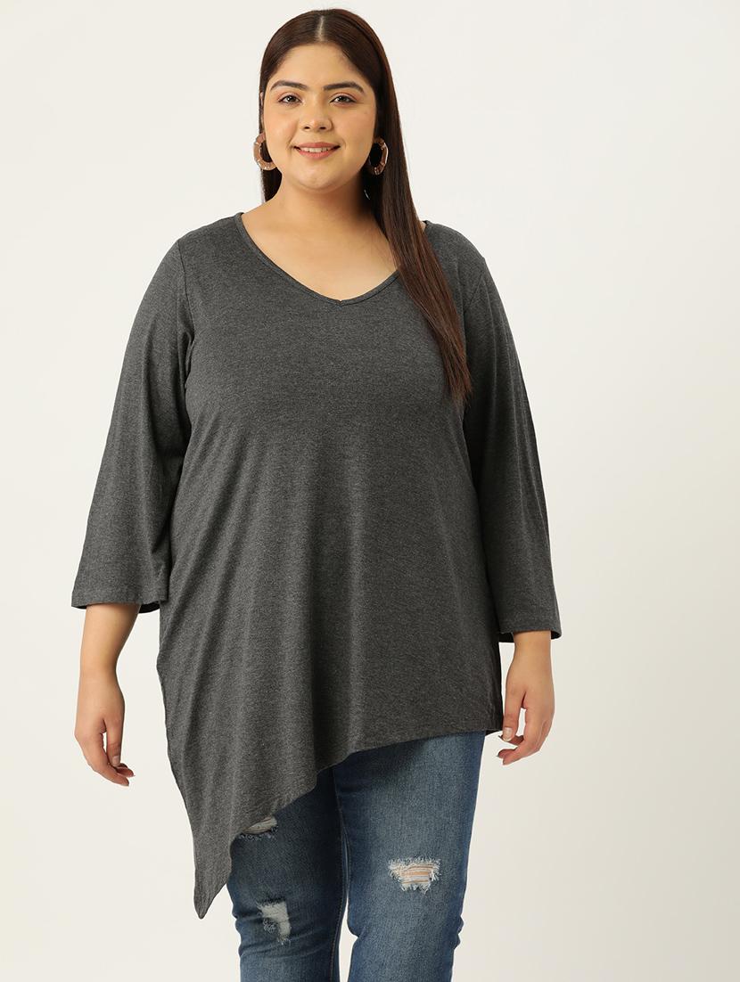 women's asymmetric v neck top - 19876349 - Zoom Image - 0