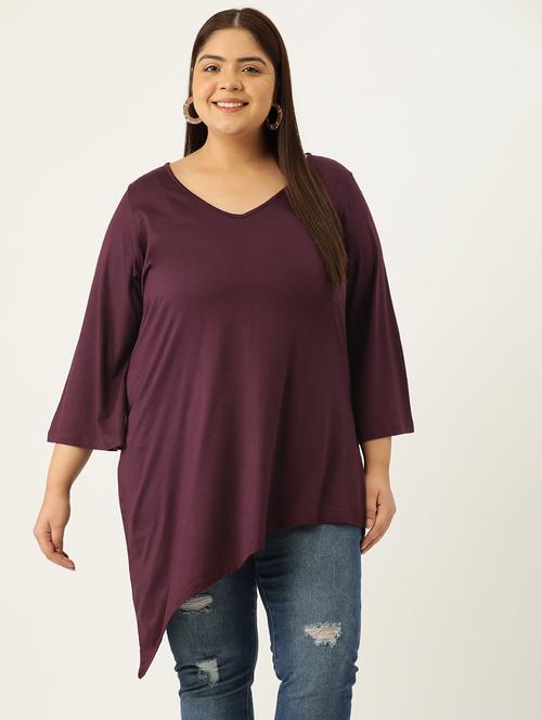 women's asymmetric v neck top - 19876350 - Standard Image - 0