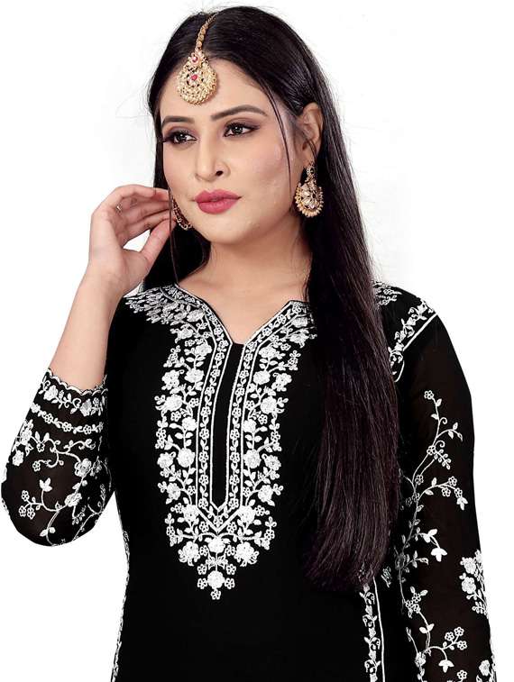 self design semi-stitched straight pant suits - 19876402 -  Standard Image - 2