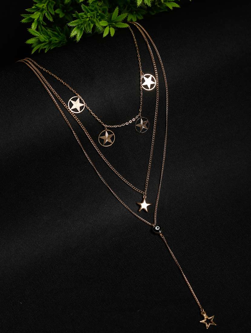 gold metal long necklace