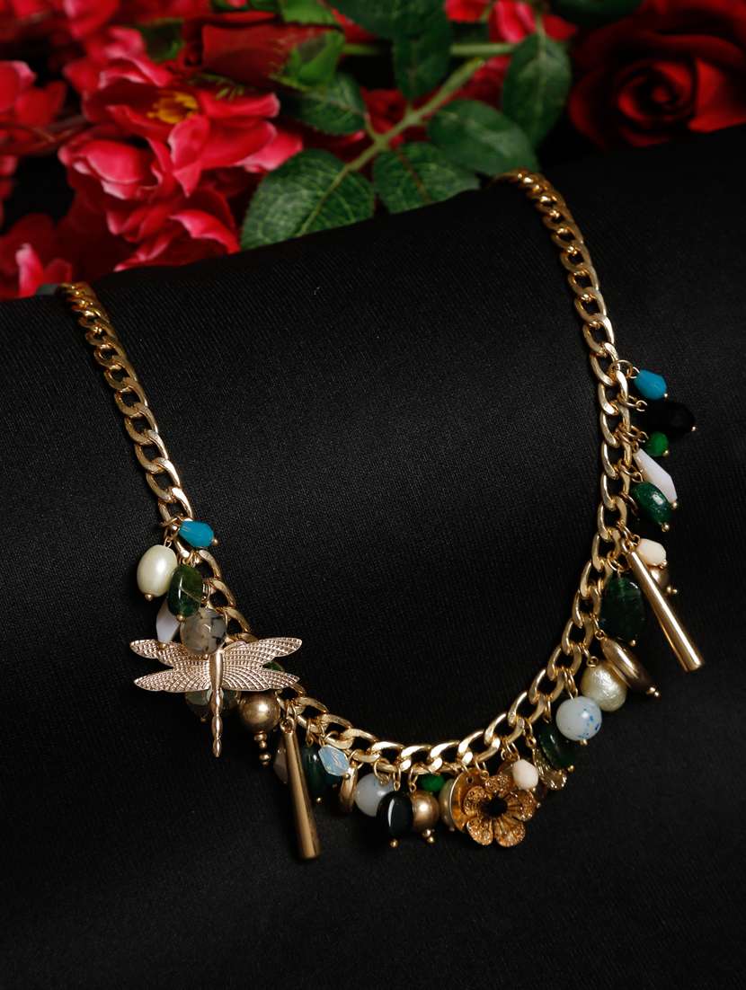 multi colored metal short necklace