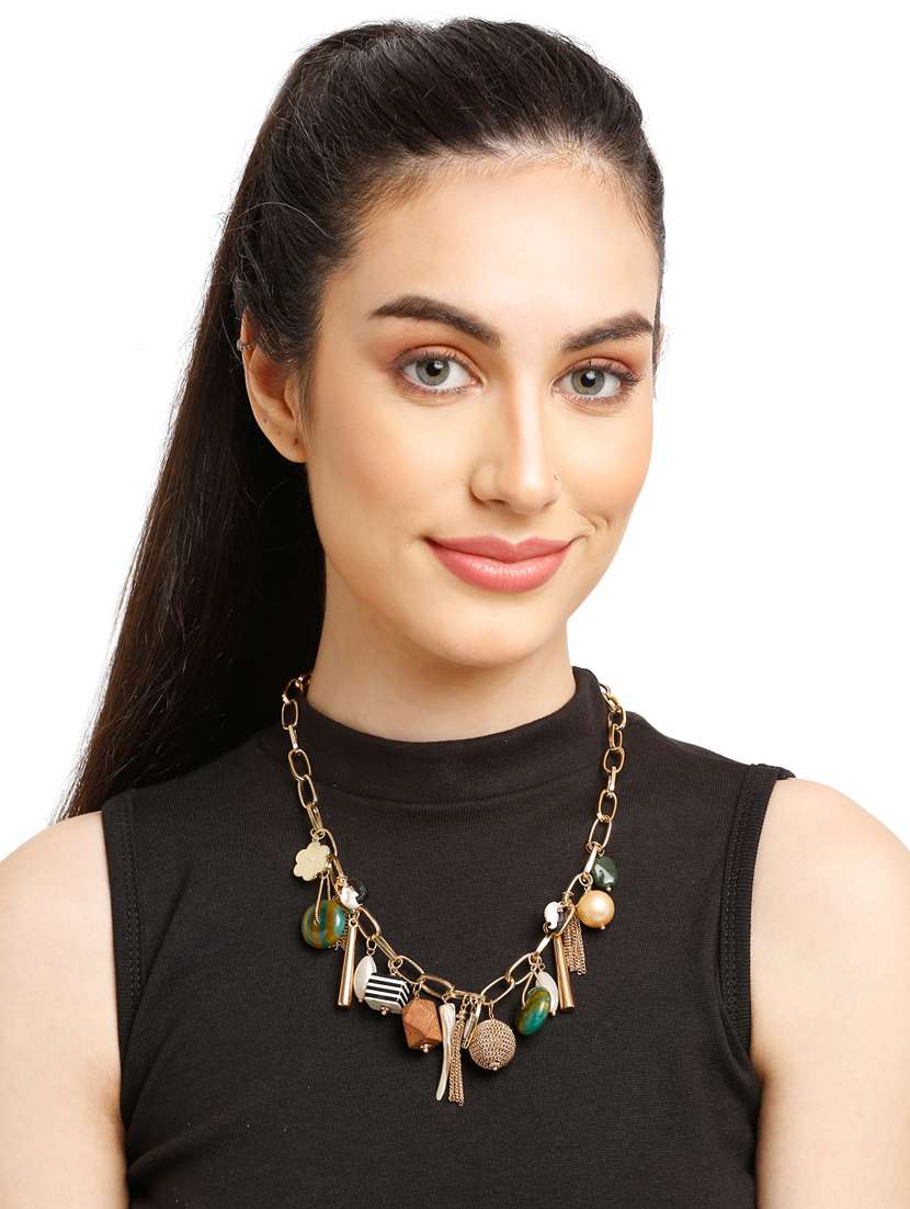 Multi Colored Metal Short Necklace