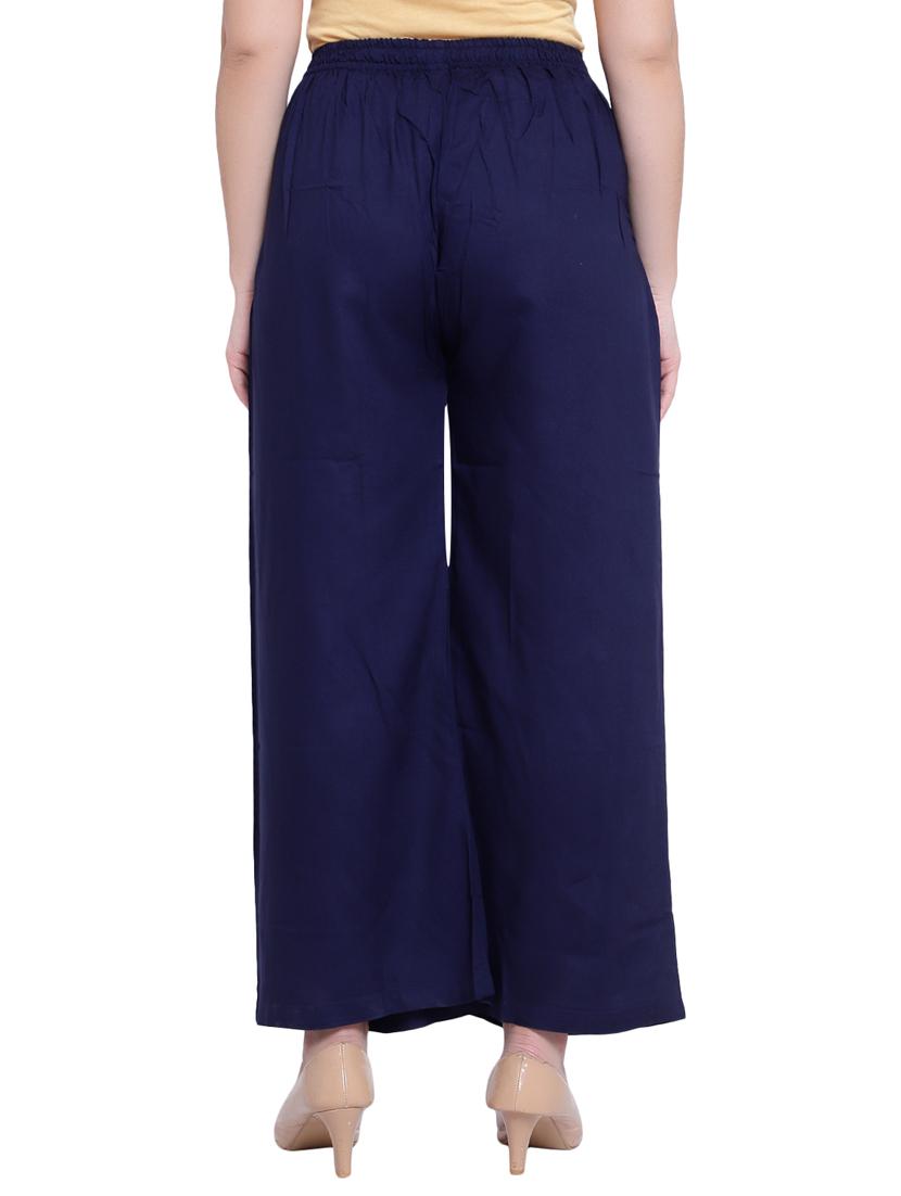blue solid flared palazzo - 19876518 - Standard Image - 2