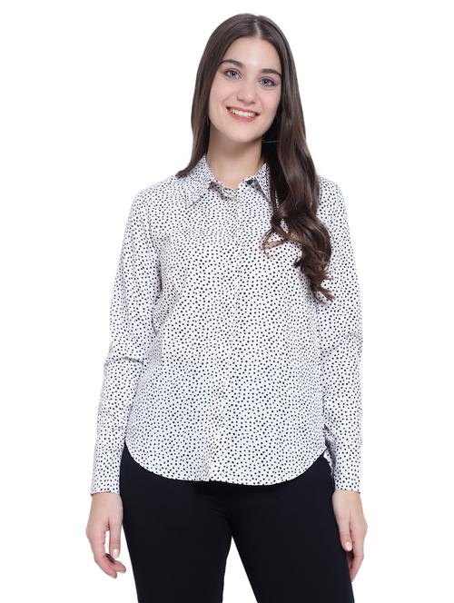 white polka doted long sleeves regular shirt - 19876542 -  Standard Image - 0