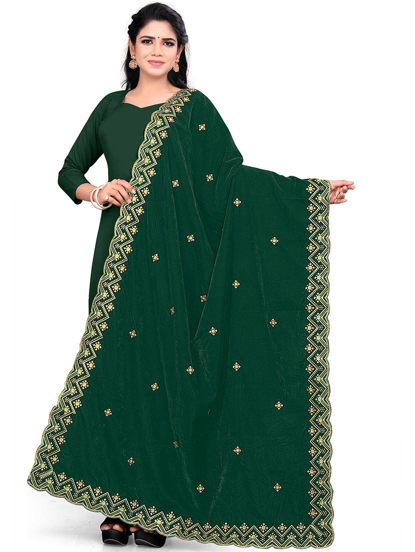 green velvet dupatta - 19877551 - Zoom Image - 0