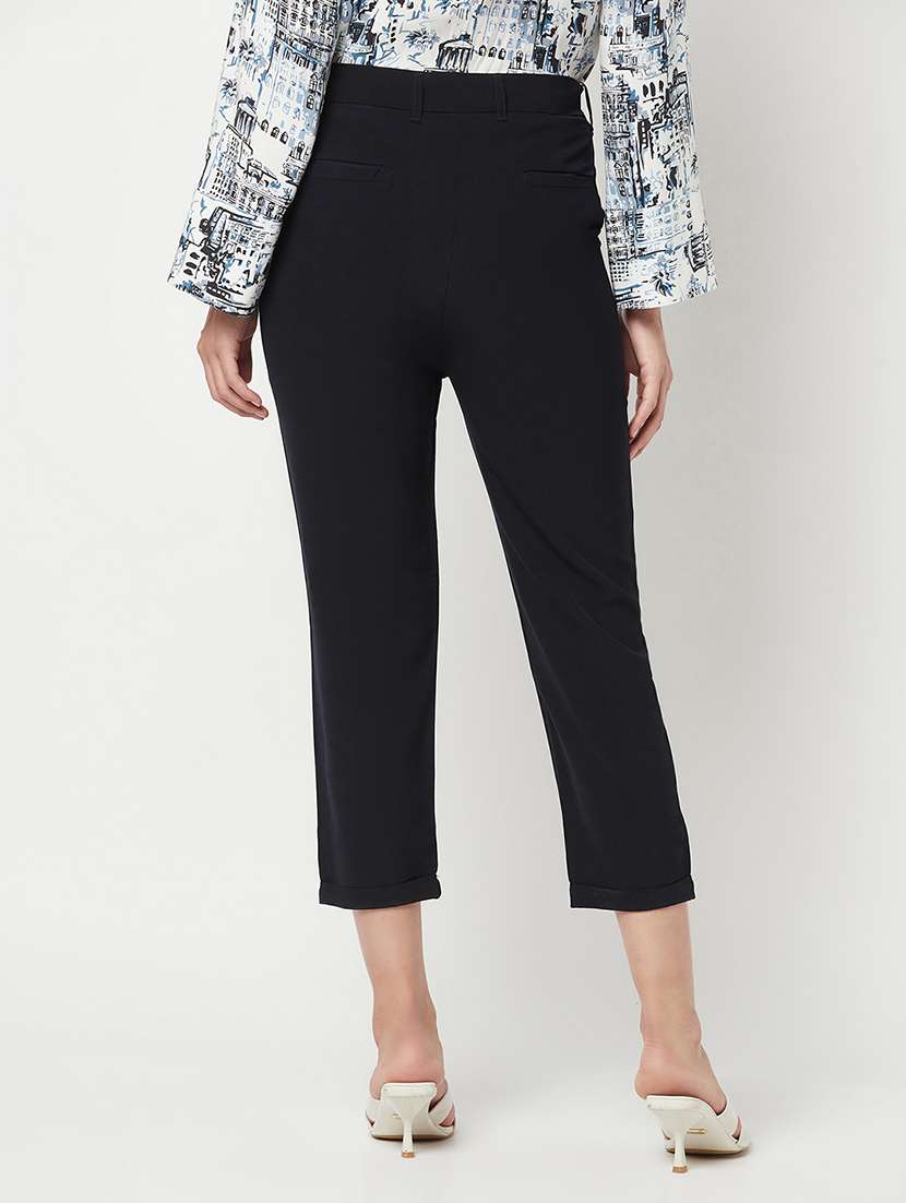 black solid mid rise trouser - 19878143 -  Standard Image - 2