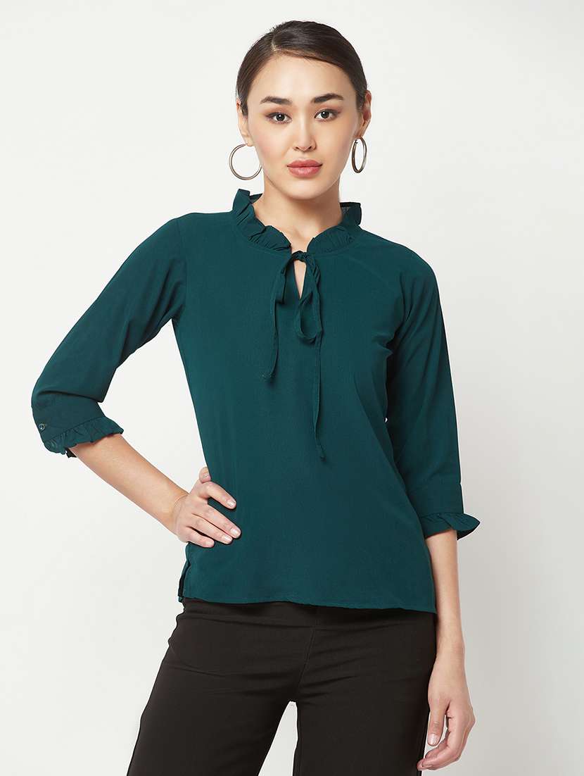women's straight tie-up neck top - 19878257 - Zoom Image - 0