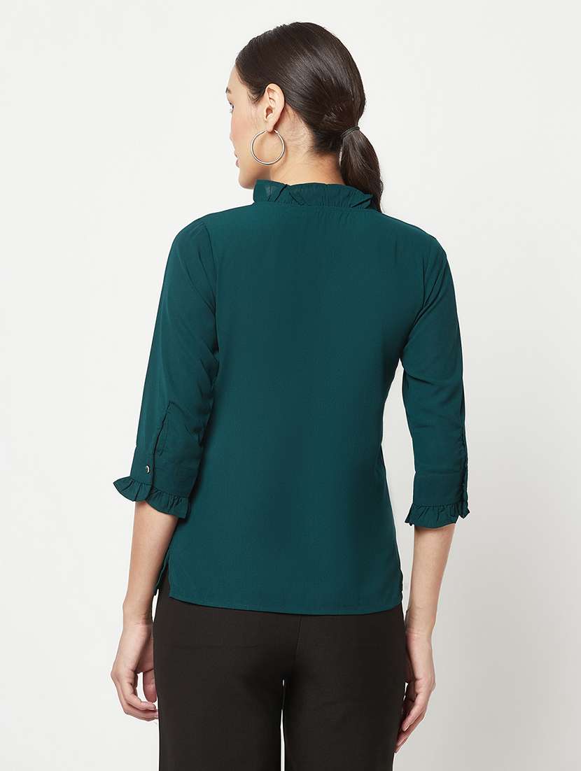 women's straight tie-up neck top - 19878257 - Standard Image - 2
