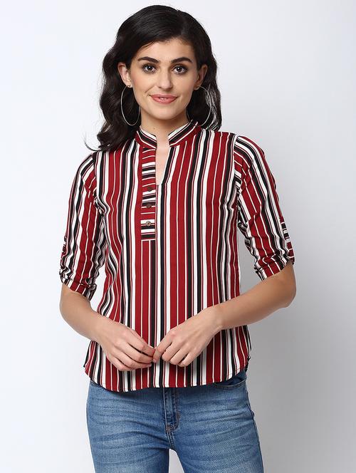 women's straight mandarin neck top - 19878392 -  Standard Image - 0