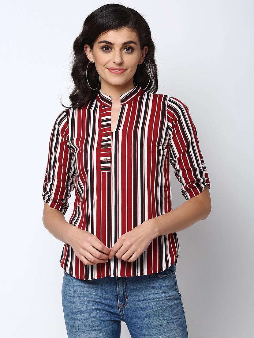 women's straight mandarin neck top - 19878392 -  Zoom Image - 0