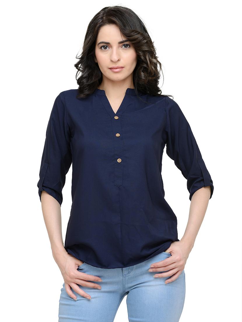 women's straight mandarin neck top - 19878407 -  Zoom Image - 0