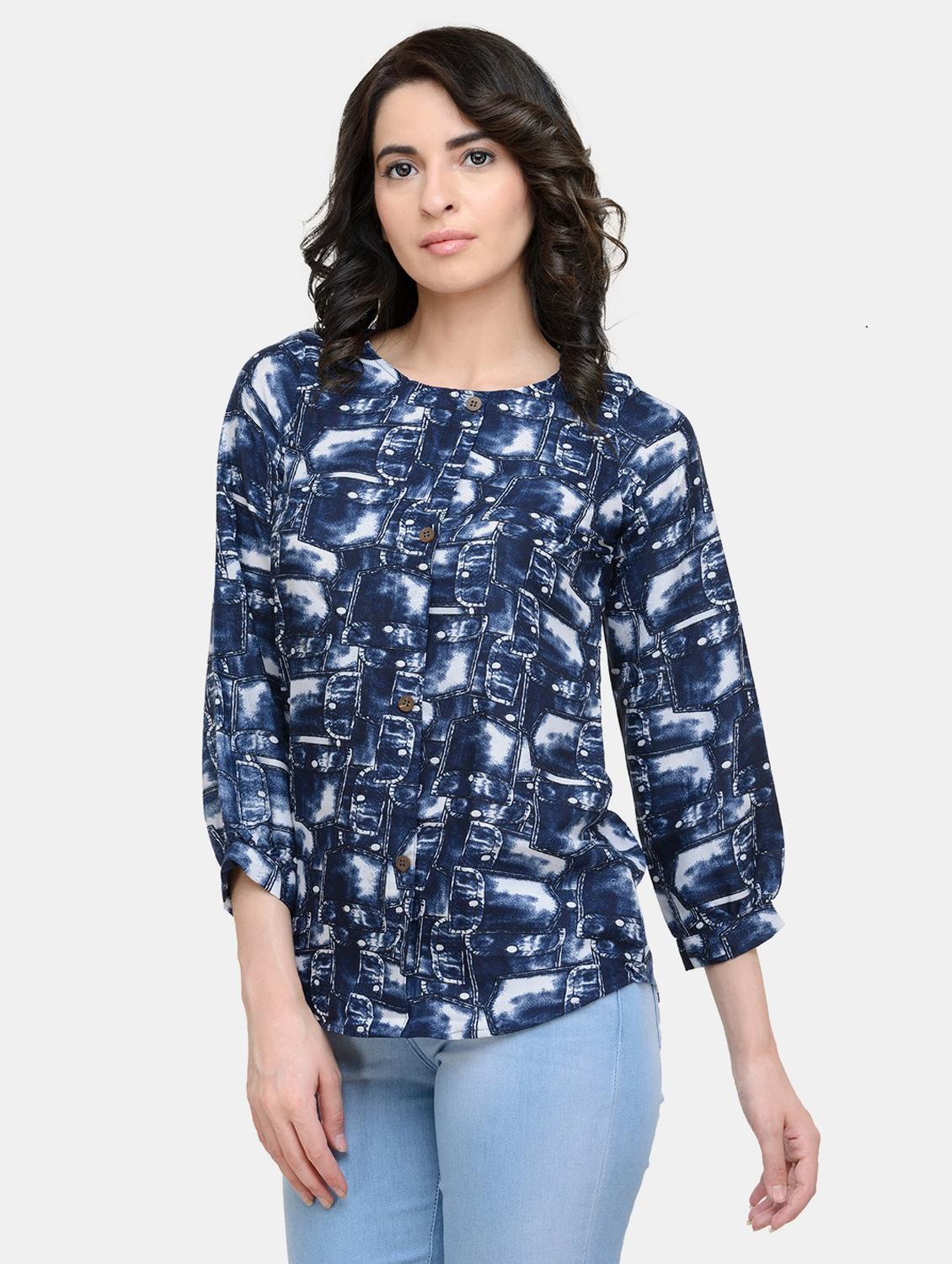 women's straight round neck top - 19878410 - Standard Image - 2