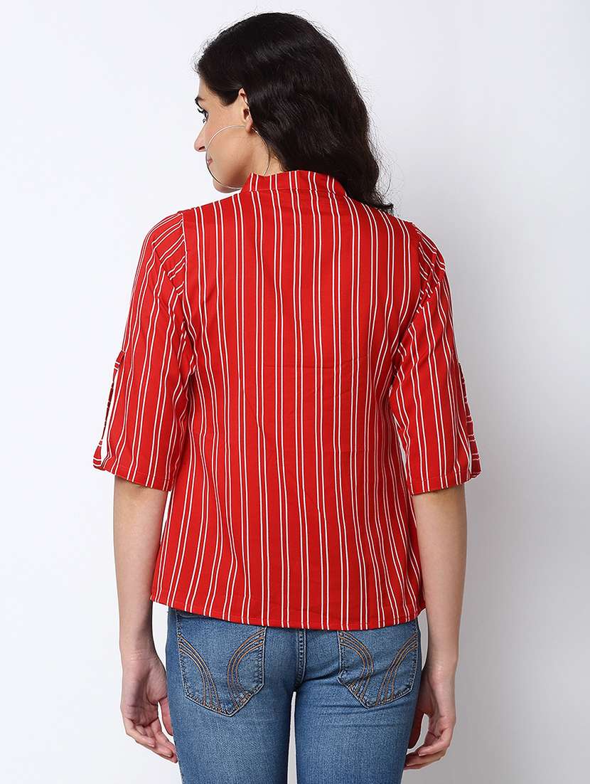 women's straight mandarin neck top - 19878422 -  Standard Image - 2