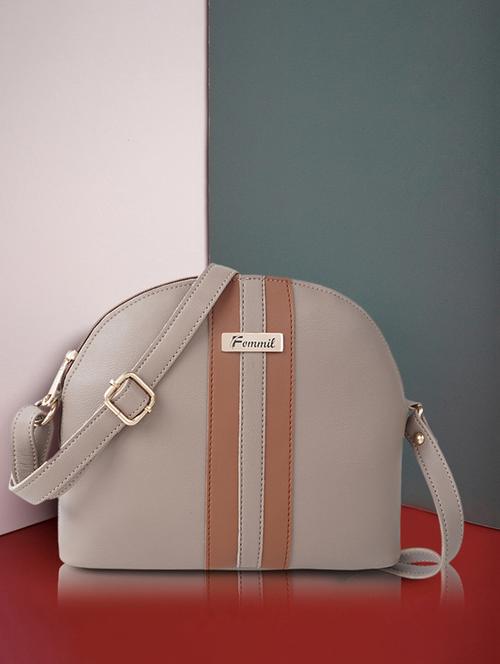beige leatherette (pu) sling bag - 19878817 - Standard Image - 0