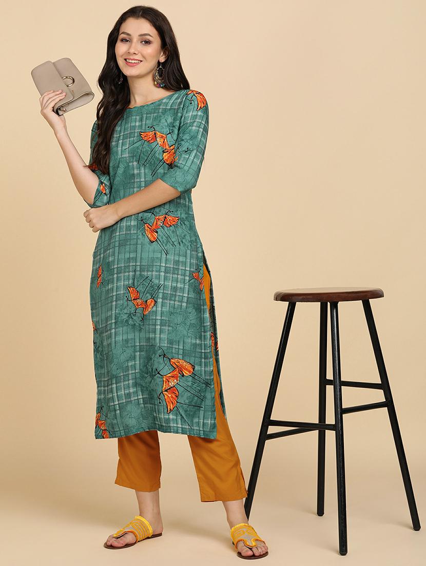 round neck printed kurta pant set - 19881992 - Standard Image - 2