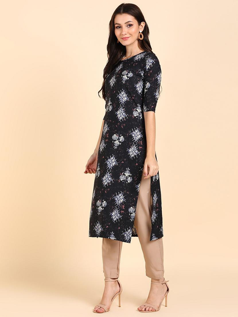 round neck printed kurta pant set - 19881996 - Standard Image - 2