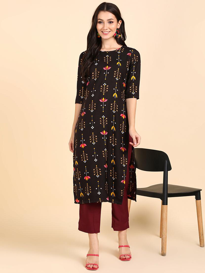 round neck printed kurta pant set - 19882004 - Standard Image - 2
