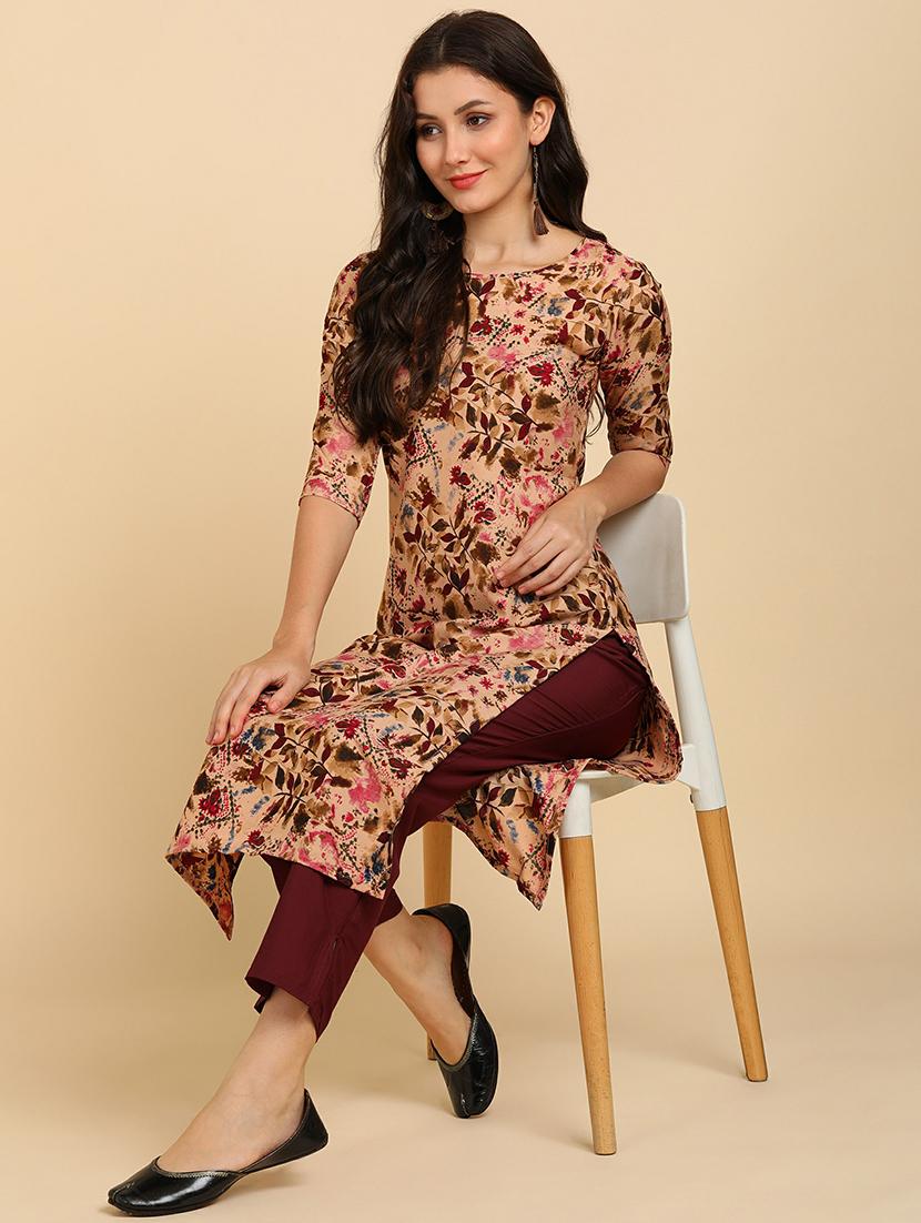 round neck printed kurta pant set - 19882011 - Standard Image - 2