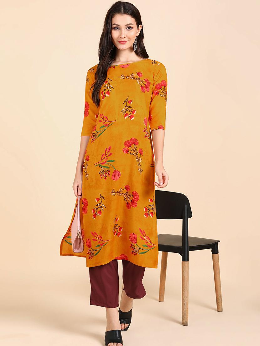 round neck printed kurta pant set - 19882014 - Standard Image - 2
