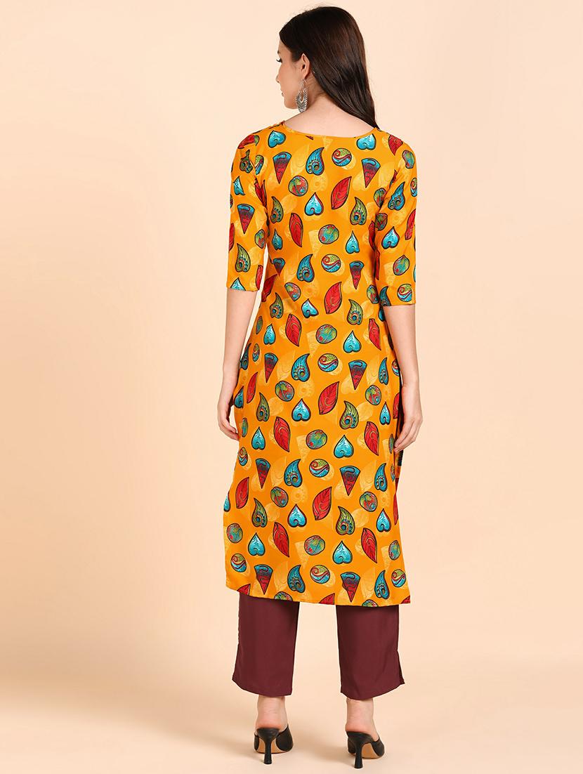 round neck printed kurta pant set - 19882017 - Standard Image - 2
