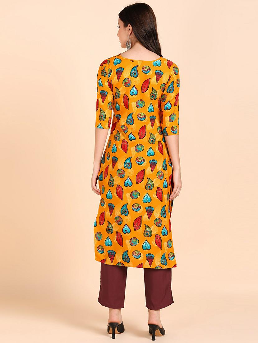round neck printed kurta pant set - 19882018 - Standard Image - 2