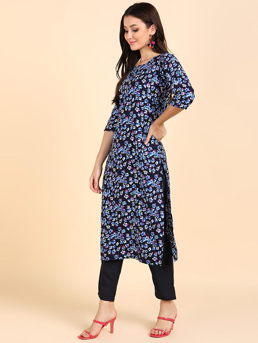 round neck printed kurta pant set - 19882020 - Standard Image - 2