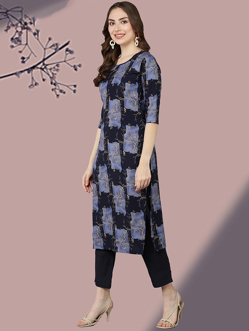 printed straight kurta and pant set - 19882316 - Standard Image - 2