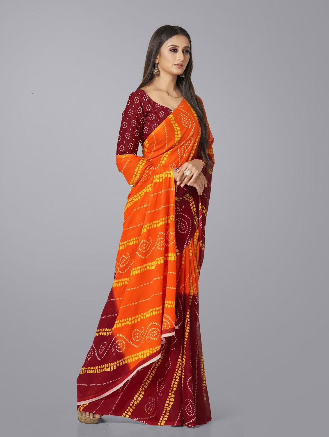 women's self design orange colored saree with blouse - 19882654 - Standard Image - 2