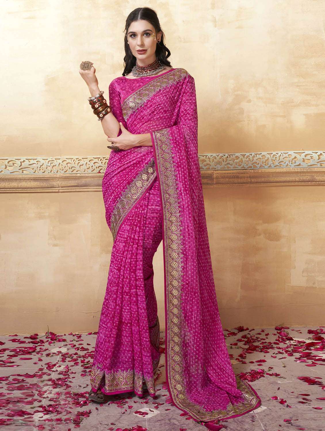 solid bordered woven saree with blouse
