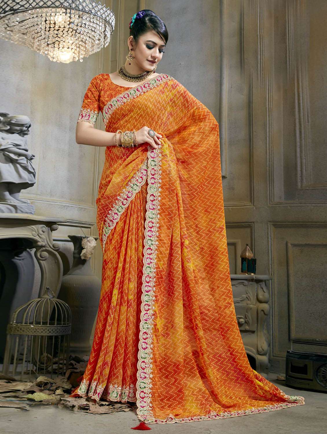 embroidered border woven saree with blouse