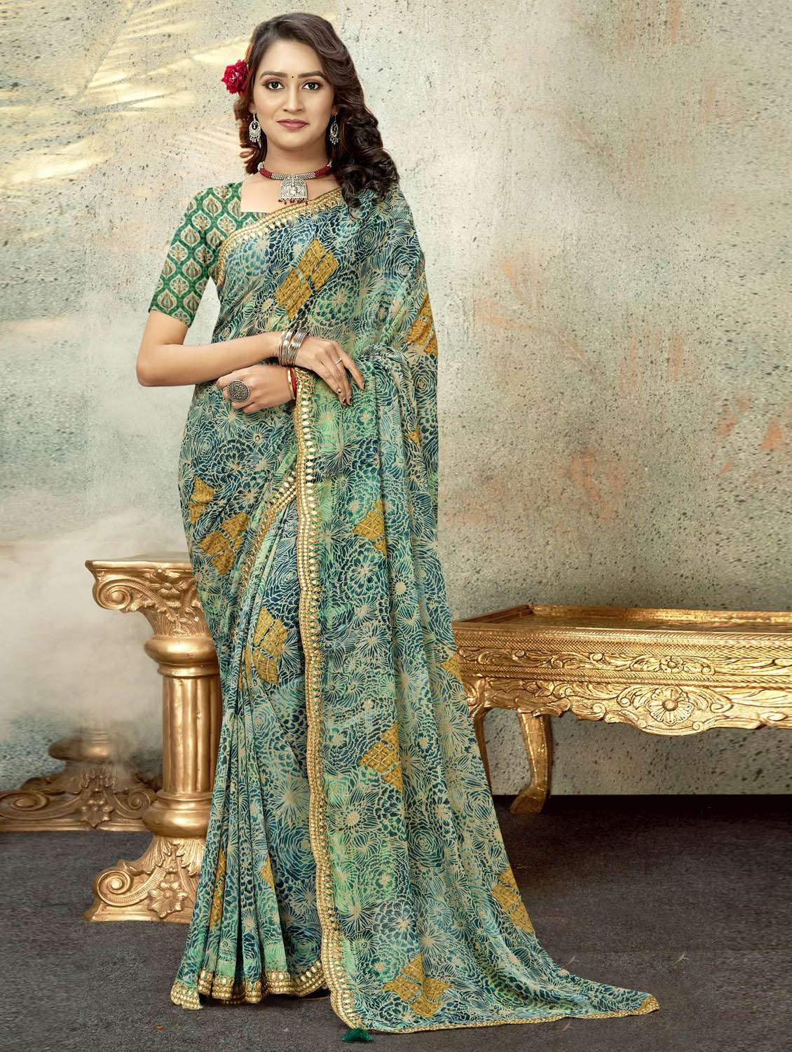 women's floral multi colored saree