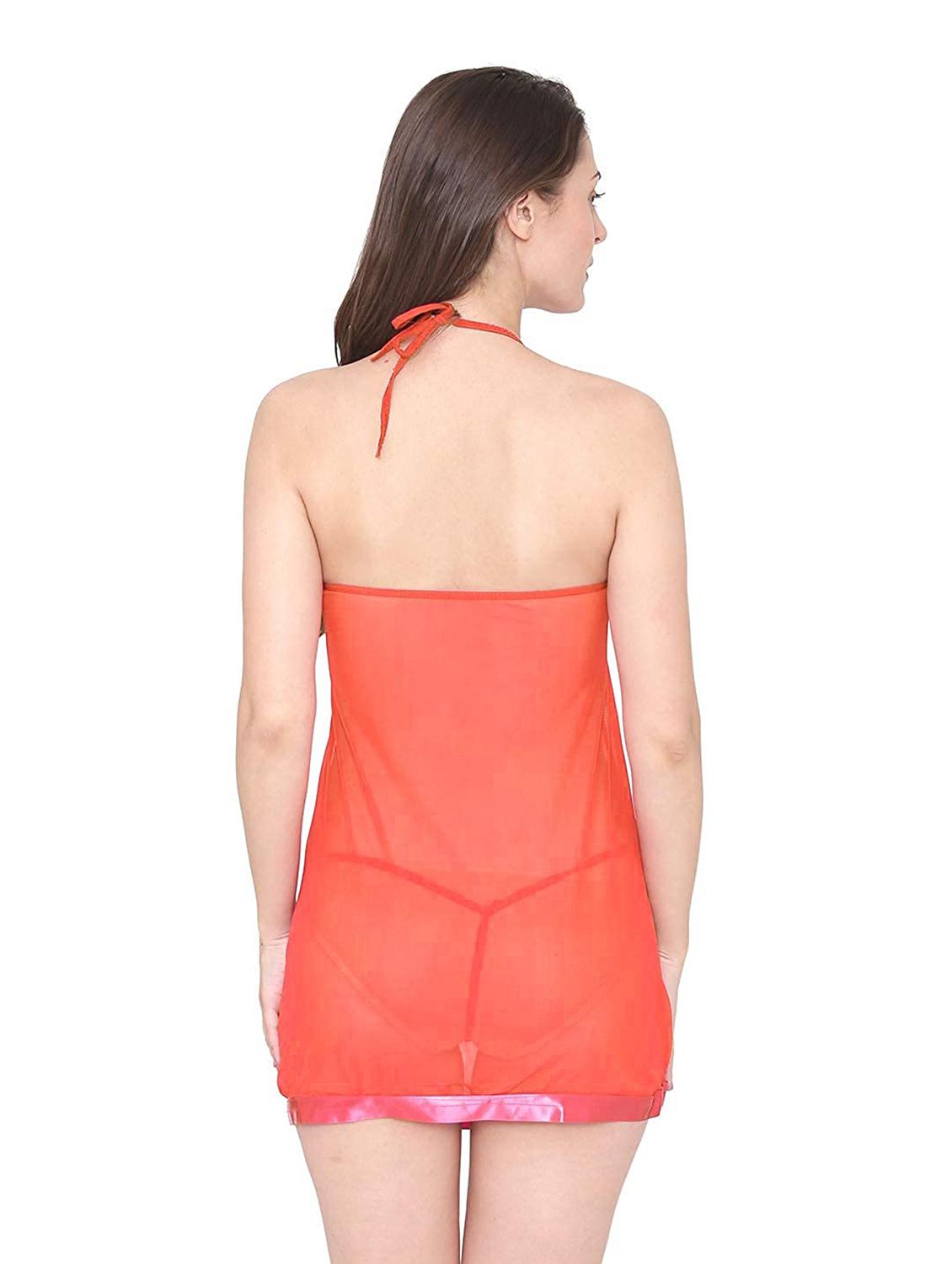 orange halter neck lace babydoll - 19883538 - Standard Image - 2