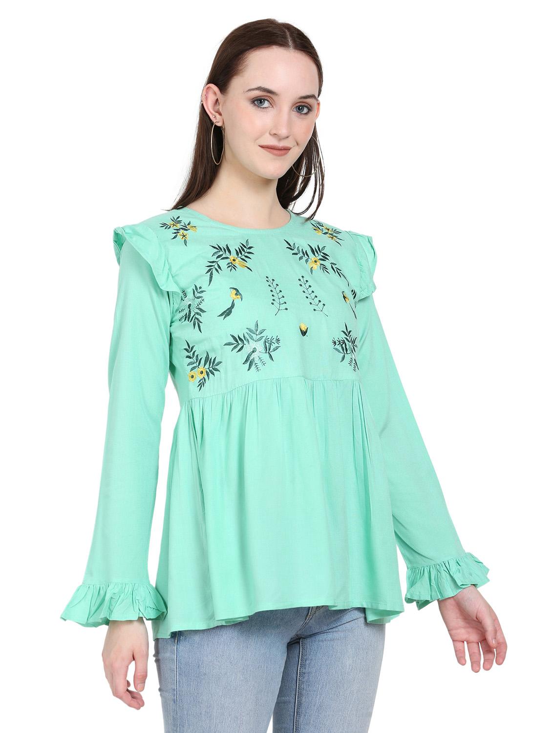 women's peplum round neck top - 19885394 - Standard Image - 2