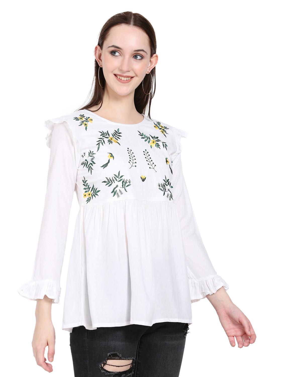 women's peplum round neck top - 19885396 - Standard Image - 2
