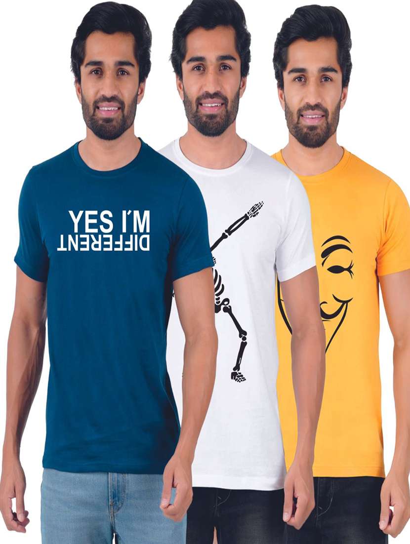 men pack of 3 printed t-shirts