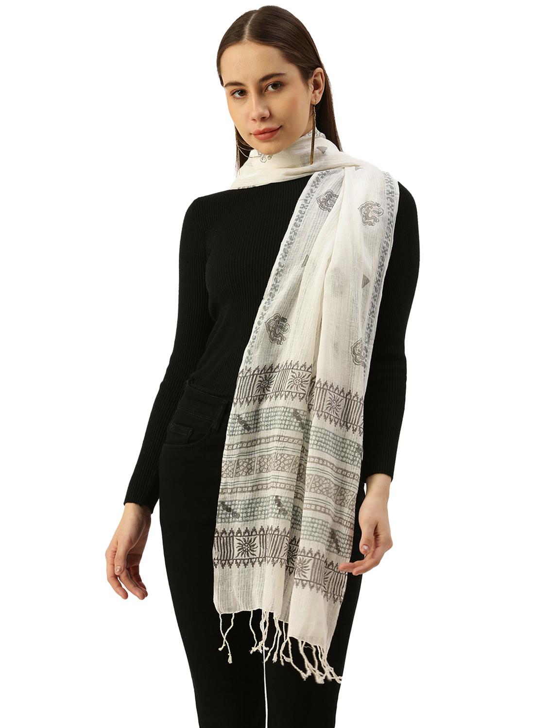 white printed scarf - 19889800 -  Zoom Image - 0