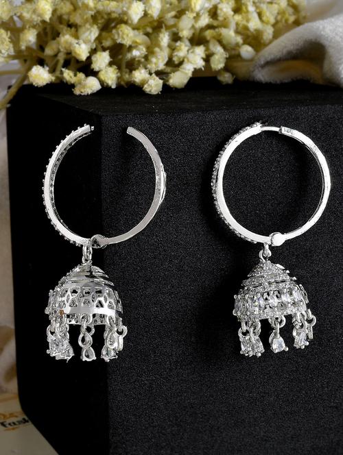 silver brass jhumka earring - 19889902 -  Standard Image - 0