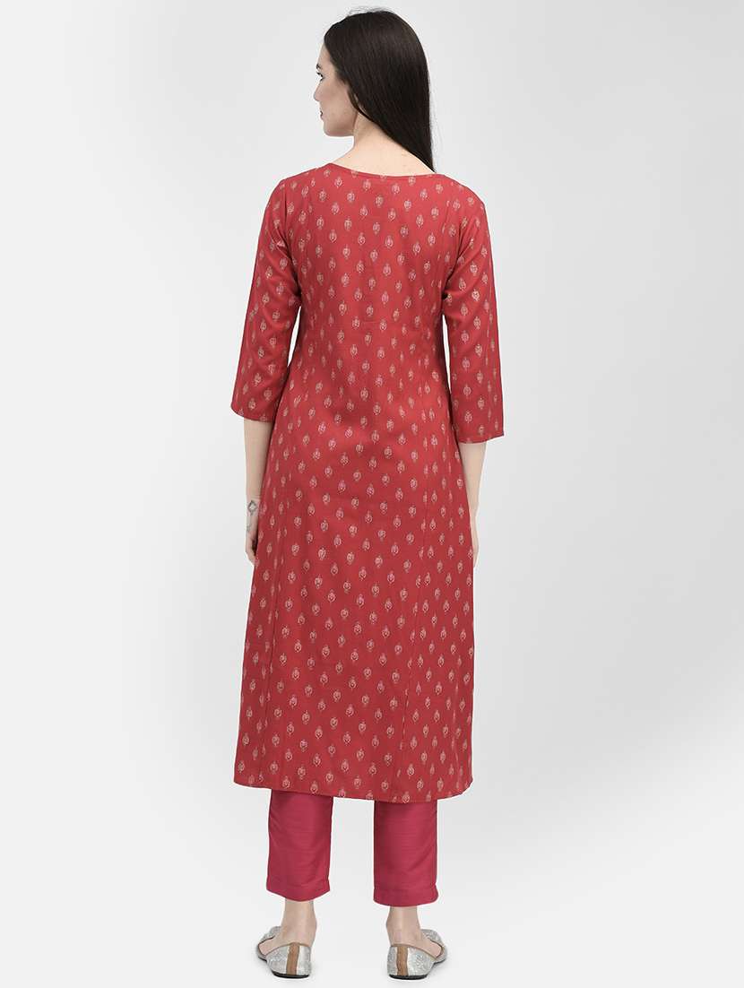 red rayon aline kurta - 19891685 -  Standard Image - 2