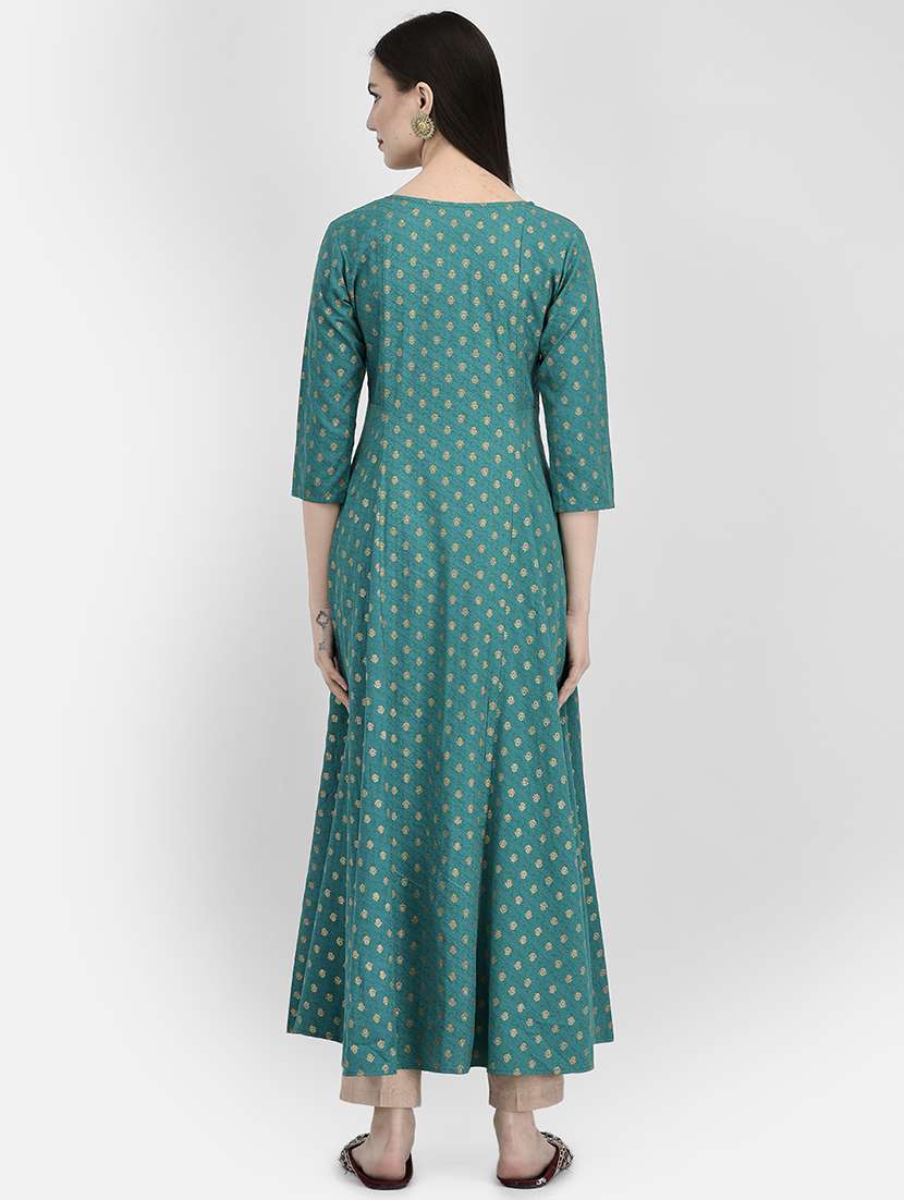 green rayon aline kurta - 19891690 - Standard Image - 2
