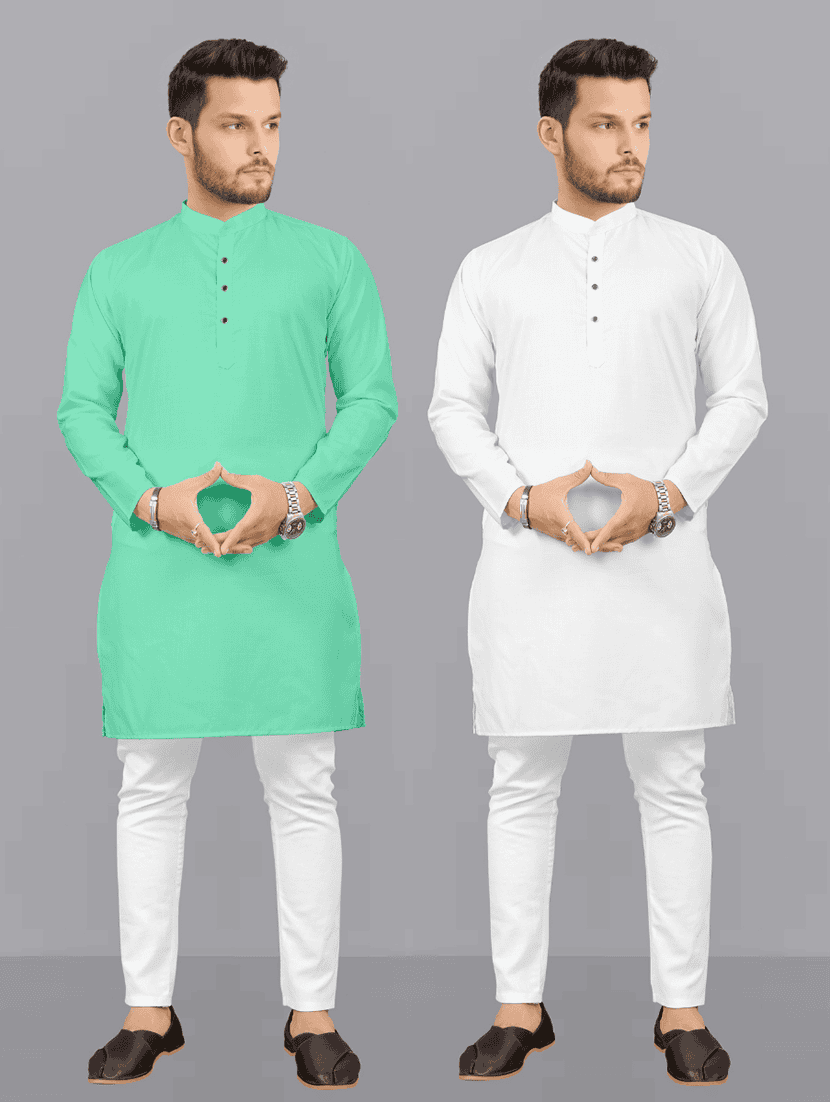 pack of 2 multi colored solid kurta pyjama set - 19892524 -  Zoom Image - 0
