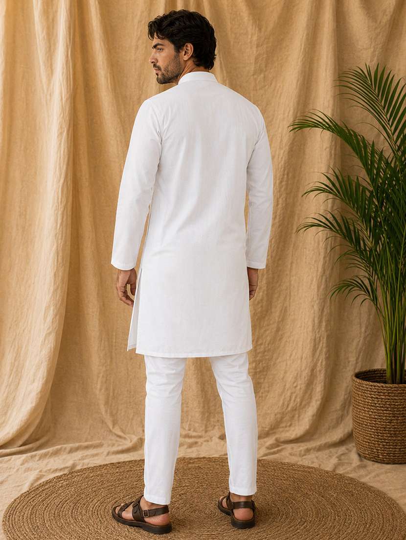Men Pack Of 2 Solid Kurta Pyjama Set - 19892996 -  Standard Image - 2