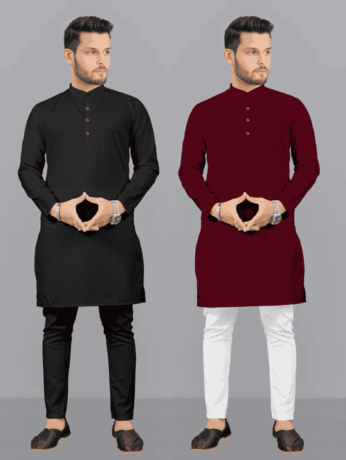 pack of 2 solid kurta pyjama sets